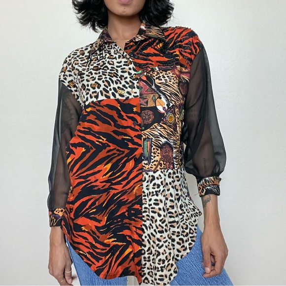 Faith Vintage Mixed Media Mash Up Blouse - Picture 1 of 17